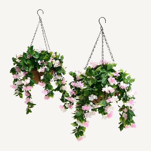 PetalNest™ Faux Crepe Myrtle Hanging Baskets