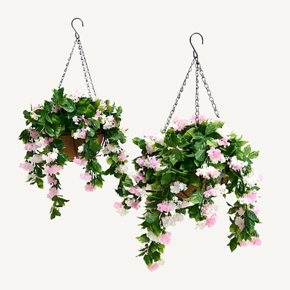 PetalNest™ Faux Crepe Myrtle Hanging Baskets